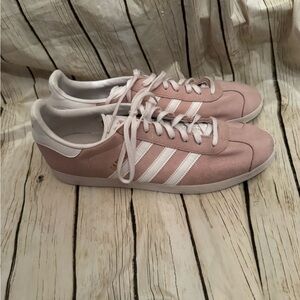 adidas Pink and White Suede Low-Top Sneakers